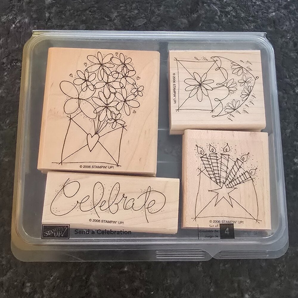 Stampin Up Set of 4 Wood Rubber Border Stamps Scrapbooking - Letters